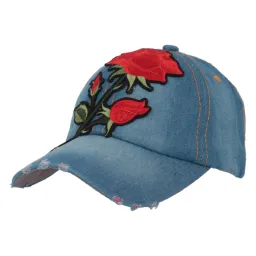 K156G Bawełniana czapka bejsbolówka damska z różą