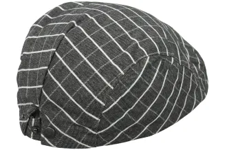 PolarFashion-Czarny Kaszkiet męski bawełniany letnia czapka w kratkę-K182C - 4