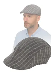 Grafitowy Letni Kaszkiet Męski w krate K164B Czapka Polar Fashion – 58 cm