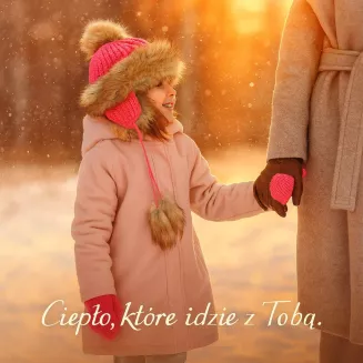 Dziewczęca czapka zimowa W210C malinowa ciepła uszatka mongołka z futerkiem - 4