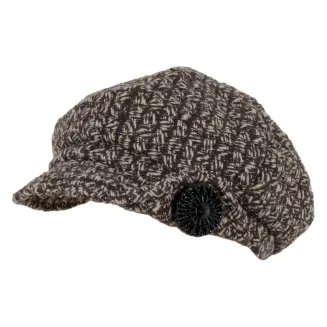 Polar Fashion K73C  Elegancki Kaszkiet Damski Brązowy, Ocieplany - 2