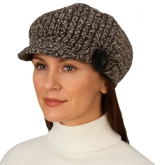 Polar Fashion K73C  Elegancki Kaszkiet Damski Brązowy, Ocieplany - 5