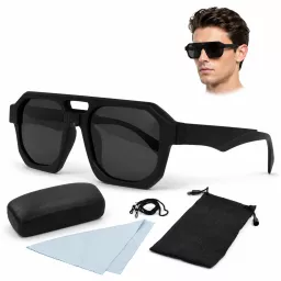 Okulary Polaryzacyjne Męskie UV400 Polar P2486C3 Czarny Mat Koniec Mrużenia