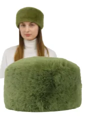 Czapka damska zimowa toczek zielona oliwkowa khaki ocieplana W507E