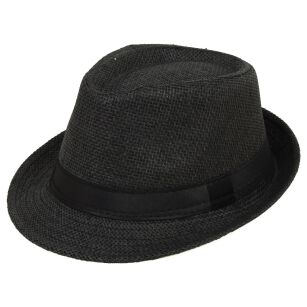 Klasyczny kapelusz Trilby ekologiczny czarny z czarnym otokiem R153
