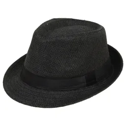 R153 Klasyczny kapelusz Trilby ekologiczny czarny z czarnym otokiem