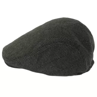 Kaszkiet Męski Zimowy Zielono-Grafitowy Jodełka z Wełną Flat Cap K318D - 4