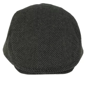 Kaszkiet Męski Zimowy Zielono-Grafitowy Jodełka z Wełną Flat Cap K318D - 6