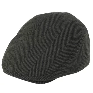 Kaszkiet Męski Zimowy Zielono-Grafitowy Jodełka z Wełną Flat Cap K318D - 5