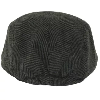 Kaszkiet Męski Zimowy Zielono-Grafitowy Jodełka z Wełną Flat Cap K318D - 7