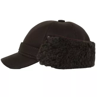 Brązowa skórzana czapka zimowa z osłoną uszu i karku K292A Polar Fashion - 3