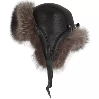 Męska Uszatka Czarna Skórzana Pilotka z Ociepleniem  W531A Polar Fashion - 2