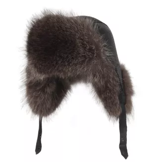 Męska Uszatka Czarna Skórzana Pilotka z Ociepleniem  W531A Polar Fashion - 3