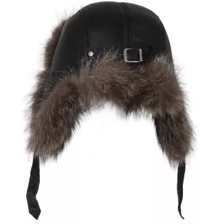 Męska Uszatka Czarna Skórzana Pilotka z Ociepleniem  W531A Polar Fashion - 5