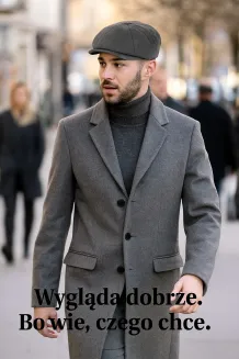 Ocieplany Kaszkiet Męski Popielaty K272C Styl Peaky Blinders Shelby - 8