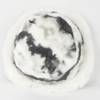 Modna Futrzana Czapka Zimowa Bucket Hat Biało-Szara Polar Fashion W517A - 3