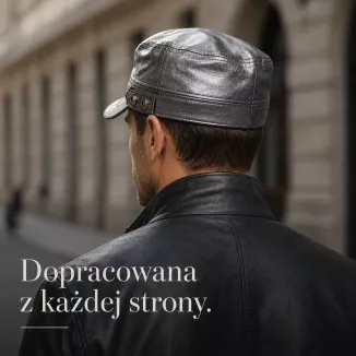 CZAPKA DAMSKA MĘSKA PATROLÓWKA GRAFITOWA METALICZNA BŁYSZCZĄCA K36B - 8
