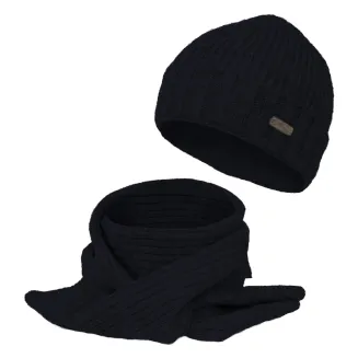 Komplet Zimowy Unisex Granatowy Czapka Szalik W474C Polar Fashion Ciepły - 2