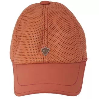 Czapka z Daszkiem Bejsbolówka Skórzana Pomarańczowa Perforowana Unisex K319B - 11