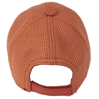 Czapka z Daszkiem Bejsbolówka Skórzana Pomarańczowa Perforowana Unisex K319B - 7