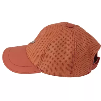Czapka z Daszkiem Bejsbolówka Skórzana Pomarańczowa Perforowana Unisex K319B - 10