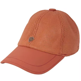 Czapka z Daszkiem Bejsbolówka Skórzana Pomarańczowa Perforowana Unisex K319B - 4