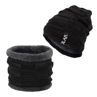 Unisex Grafitowy Komplet Akrylowy W394C Ciepła Czapka i Komin Polar Fashion - 2