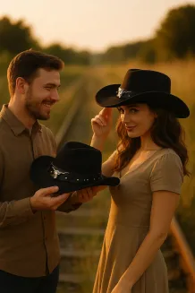 Czarny Kapelusz Kowbojski R238E  Styl Western Ochrona Przeciwsłoneczna Unisex - 8