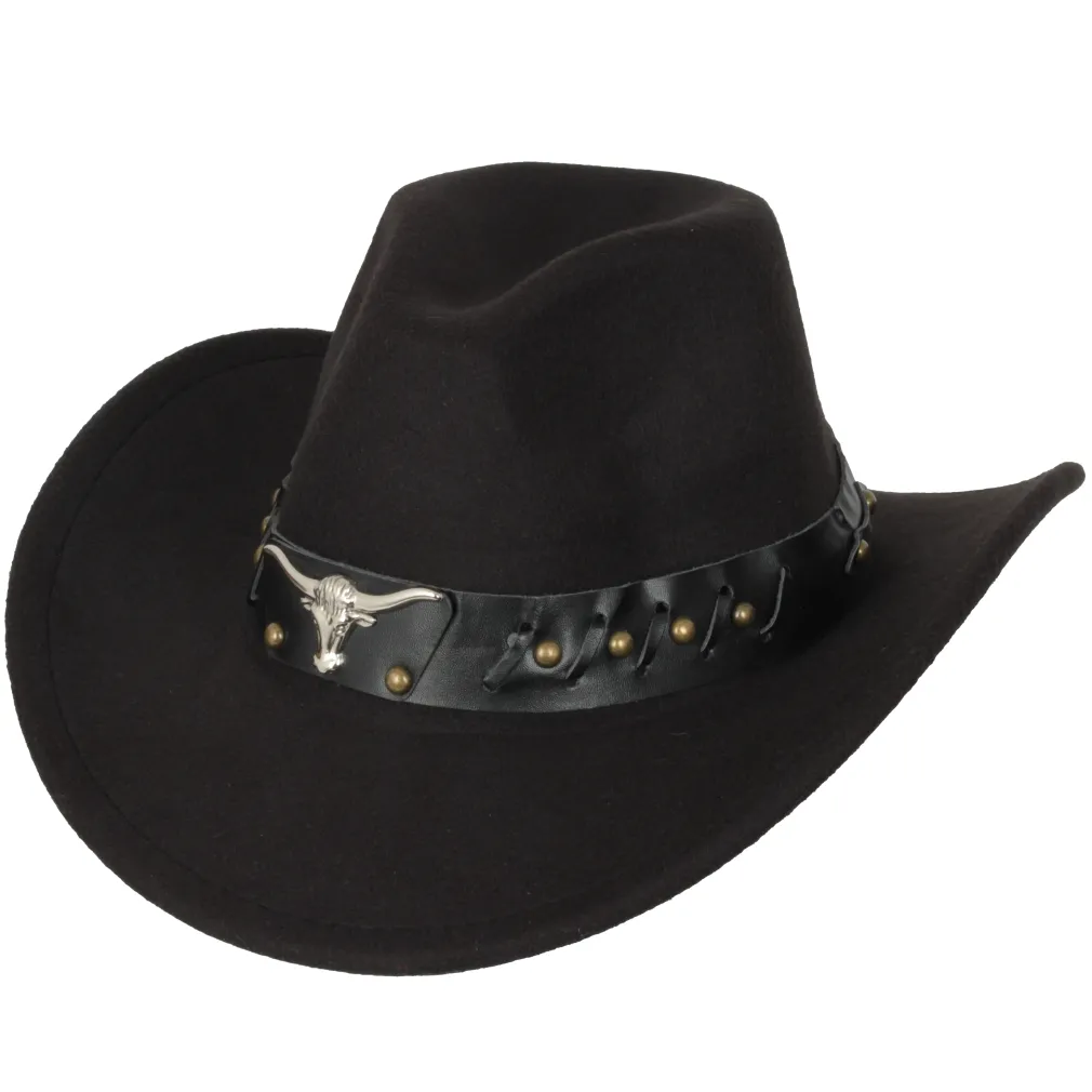 Czarny Kapelusz Kowbojski R238E  Styl Western Ochrona Przeciwsłoneczna Unisex