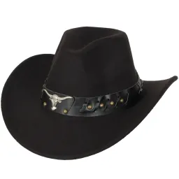 Czarny Kapelusz Kowbojski R238E  Styl Western Ochrona Przeciwsłoneczna Unisex