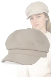 Kaszkiet Damski Beżowy K289 Polar Fashion – Stylowy Newsboy na Jesień