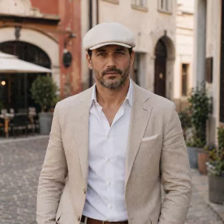 Kaszkiet Męski Bawełniany Letnia Czapka Gazeciarz Peaky Blinders Ecru K308I - 2