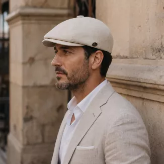 Kaszkiet Męski Bawełniany Letnia Czapka Gazeciarz Peaky Blinders Ecru K308I - 5