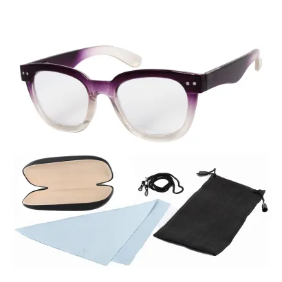 Okulary korekcyjne XK8607 Fioletowe plusy do czytania etui