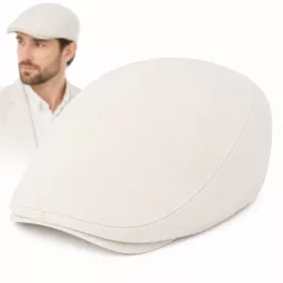 Kaszkiet Męski Bawełniany Ecru Beżowy Letni Czapka Flat Cap Kremowy K311B