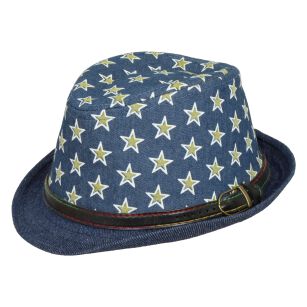 R187C Klasyczny kapelusz Trilby dziecięcy gwiazdy z paskiem