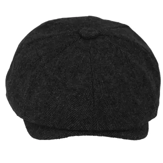Czarny Kaszkiet Męski w Jodełkę K282C – Styl Peaky Blinders Polar Fashion - 2