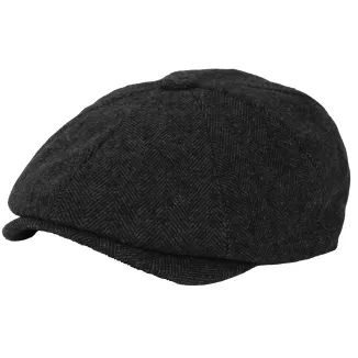 Czarny Kaszkiet Męski w Jodełkę K282C – Styl Peaky Blinders Polar Fashion - 3