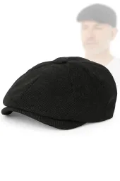 Czarny Kaszkiet Męski w Jodełkę K282C – Styl Peaky Blinders Polar Fashion