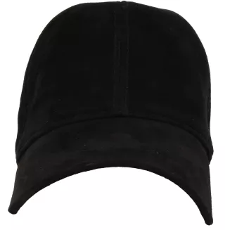 Czarna Skórzana Czapka z Daszkiem Ocieplona Nubukowa K296E Polar Fashion - 2