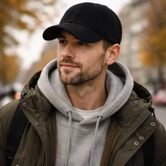 Czarna Skórzana Czapka z Daszkiem Ocieplona Nubukowa K296E Polar Fashion - 11