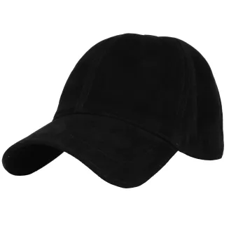 Czarna Skórzana Czapka z Daszkiem Ocieplona Nubukowa K296E Polar Fashion - 5