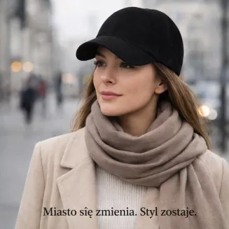 Czarna Skórzana Czapka z Daszkiem Ocieplona Nubukowa K296E Polar Fashion - 7