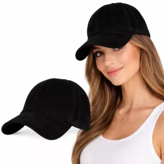 Czarna Skórzana Czapka z Daszkiem Ocieplona Nubukowa K296E Polar Fashion - 10