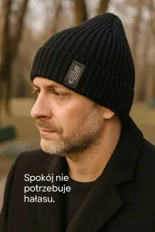 Zimowa Czapka Męska Beanie W456A Czarna Wywijana Polar Fashion - 6