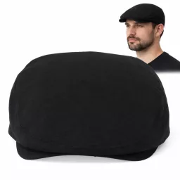 czarny kaszkiet meski bawelniany flat cap letni z gumka K306G 57-59cm Polar Fashion