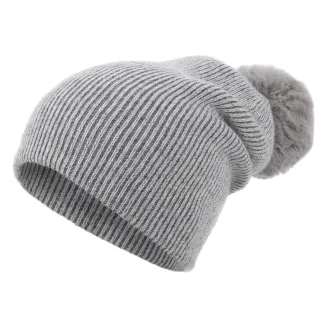 W368A Szary Polar Fashion czapka zimowa z kaszmiru szal 2w1 - 4