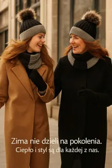 Damski Komplet Zimowy Czapka z Pomponem Komin Rękawiczki W376CK Polar Fashion - 6