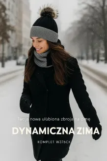 Damski Komplet Zimowy Czapka z Pomponem Komin Rękawiczki W376CK Polar Fashion - 7