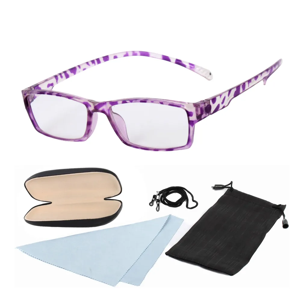 Okulary korekcyjne FH5881 Fioletowe plusy do czytania etui